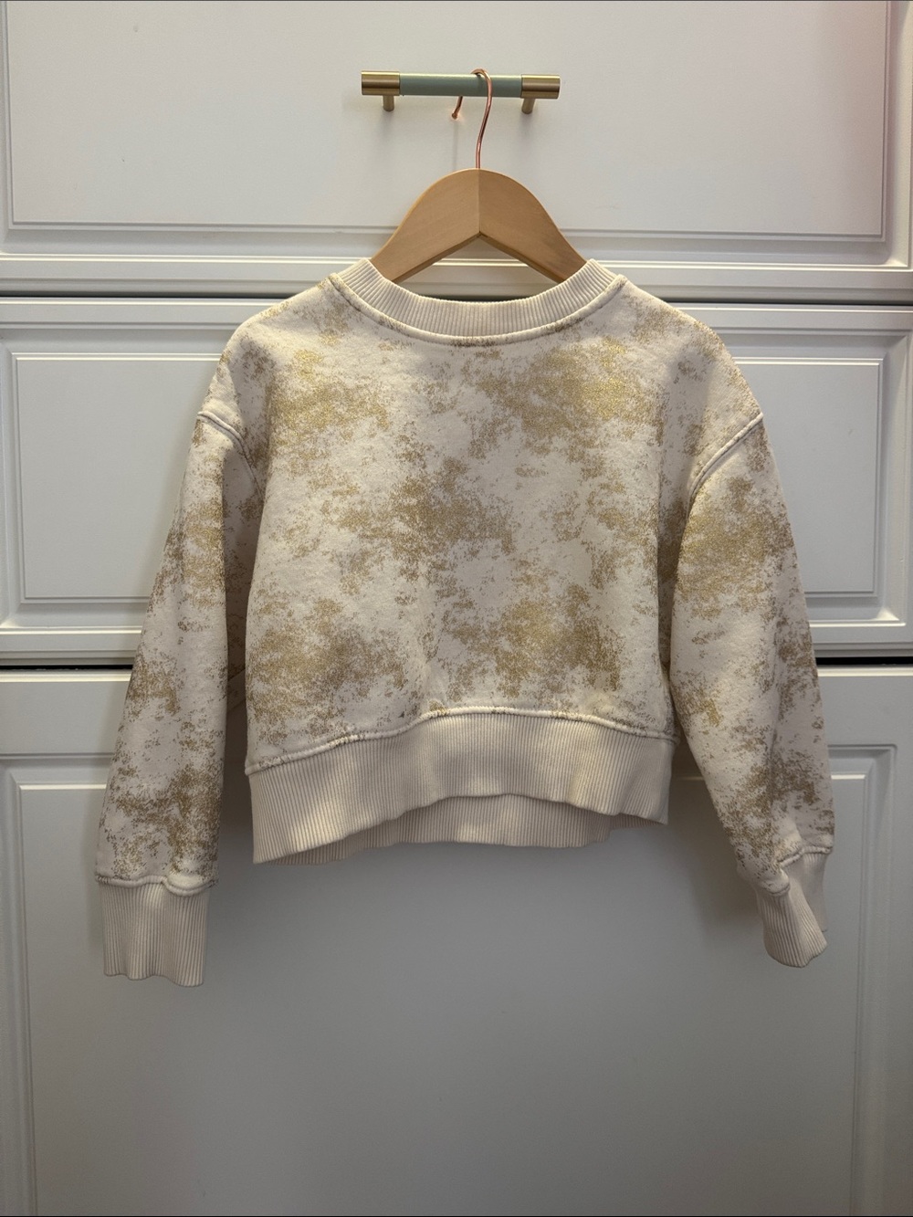 Zara Cream and Gold Patterned Kids Sweatshirt